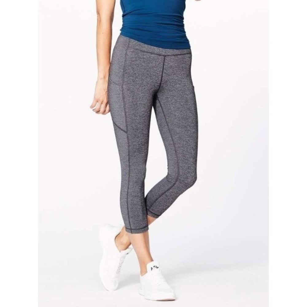 Lululemon Speed Up Crop 21" Heathered Black/Grey Running Yoga Gym Luxtreme Sz 6